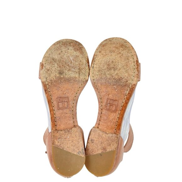 *Frye Carson Sandals Womens Sz 7 Ankle Strap Brown Leather Designer Summer Flat - Picture 14 of 14